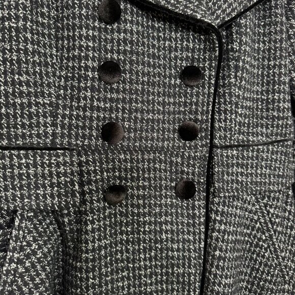 GUESS Houndstooth Wool Peacoat | Black & White Double-Breasted | Size Medium - Picture 4 of 13